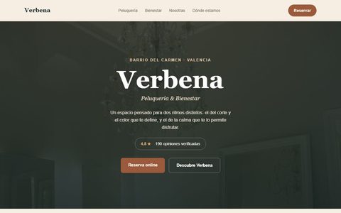 Verbena, peluquería y bienestar — proyecto de muestra